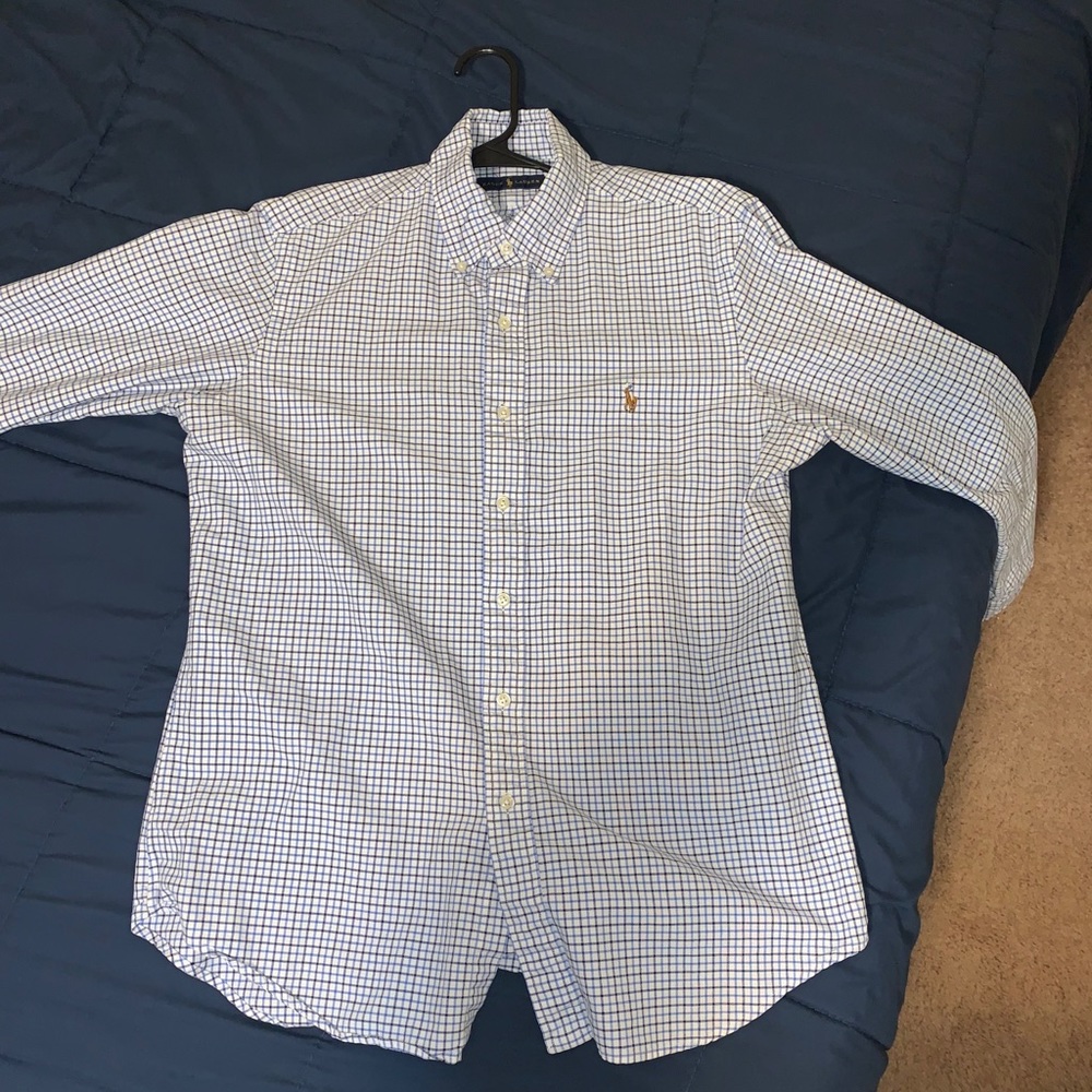 White and Blue Polo button up